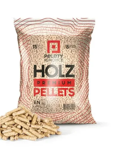 Dřevěné pelety Kunovice HOLZ Premium ENplus A1 – pytel 15 kg
