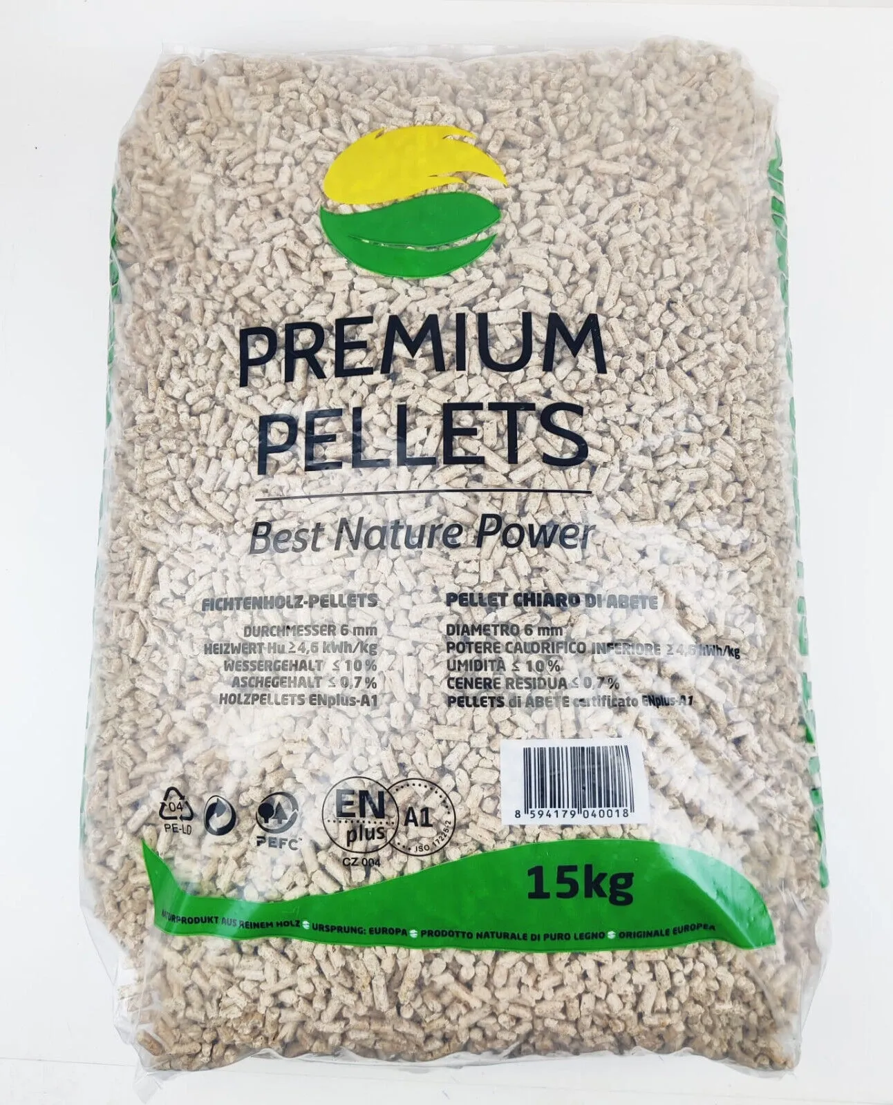Dřevěné pelety PREMIUM PELLETS ENplus A1 – paleta 1 050 kg